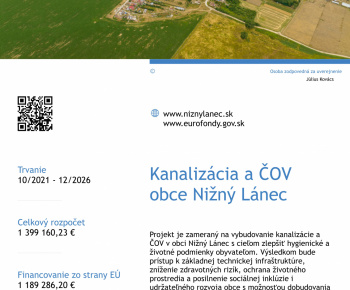 Aktuality / Kanalizácia a ČOV obce Nižný Lánec - foto