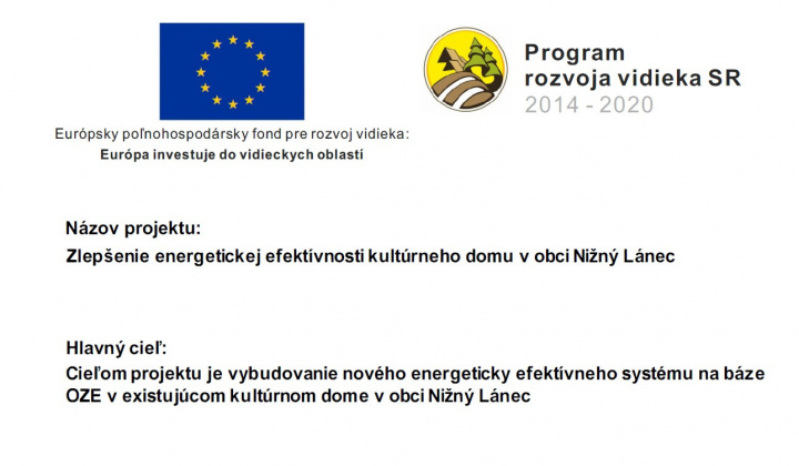 Fotka - Zlepšenie energetickej efektívnosti kultúrneho domu v obci Nižný Lánec