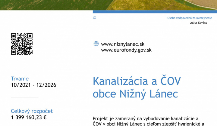 Fotka - Kanalizácia a ČOV obce Nižný Lánec