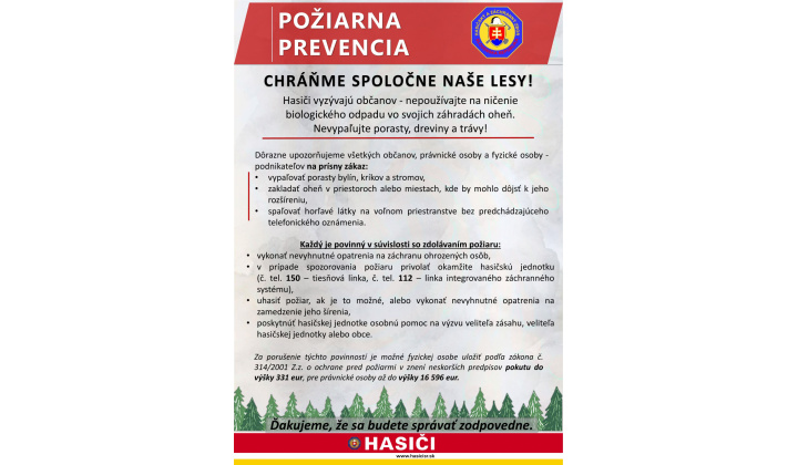 Požiarna prevencia - CHRÁŇME SPOLOČNE NAŠE LESY!