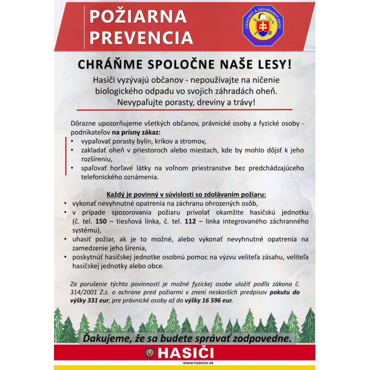 Požiarna prevencia - CHRÁŇME SPOLOČNE NAŠE LESY!