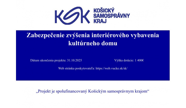 Zabezpečenie zvýšenia interiérového vybavenia kultúrneho domu