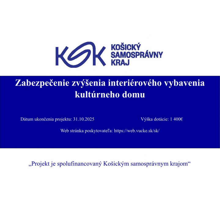 Zabezpečenie zvýšenia interiérového vybavenia kultúrneho domu
